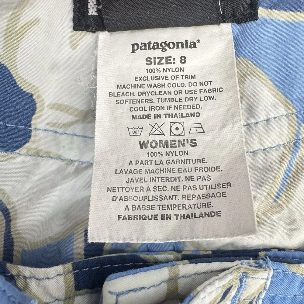 Vintage Patagonia SP03 Tropical Floral Board Shorts Blue‎ Women 8 Surf Swim 2003